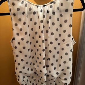 Ruffled black and white polka dot top